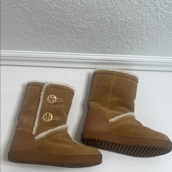 Tory Burch Ginger Suede Shearling Boots Sz 6 - Picture 3 of 10